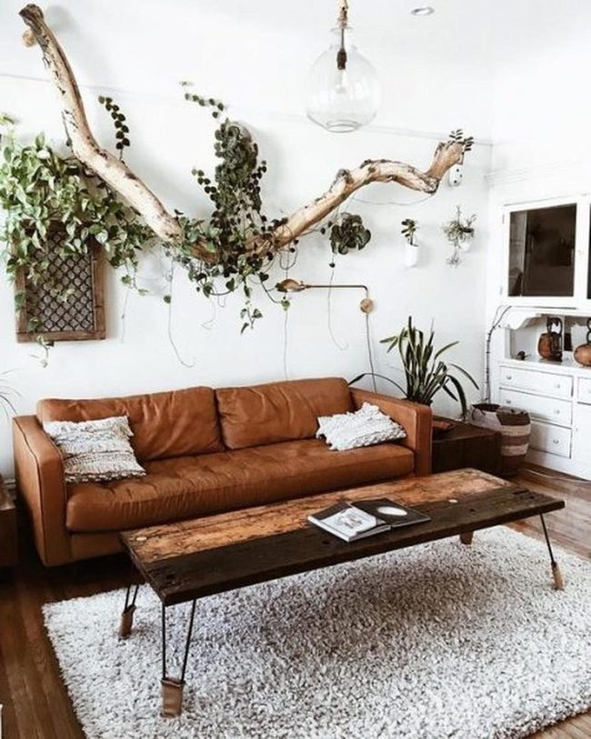 Natural Wood Branches Meet Industrial Leather