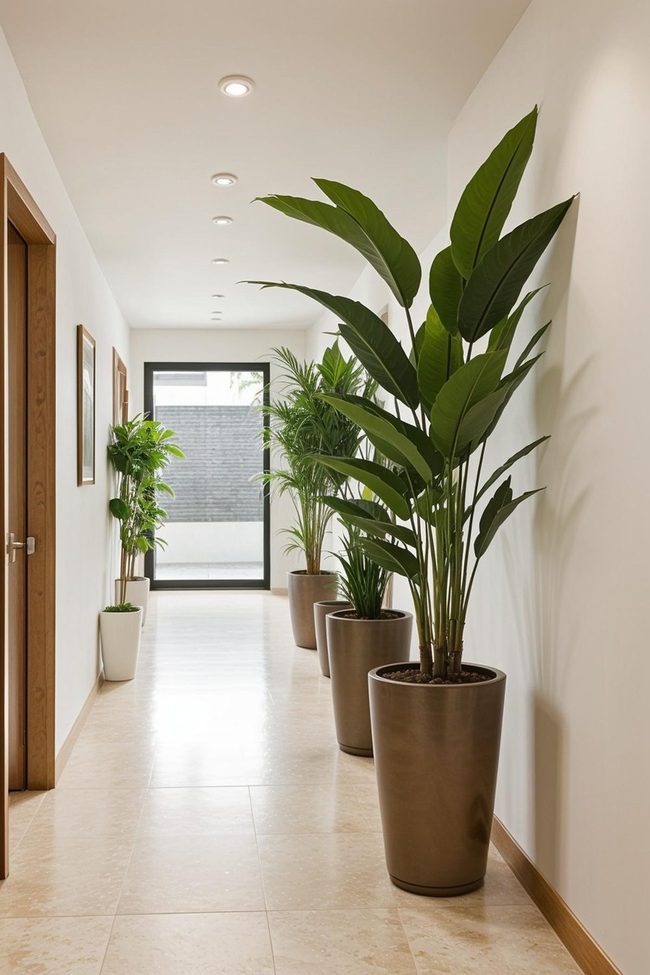 Potted Greenery Transforms Plain Hallways