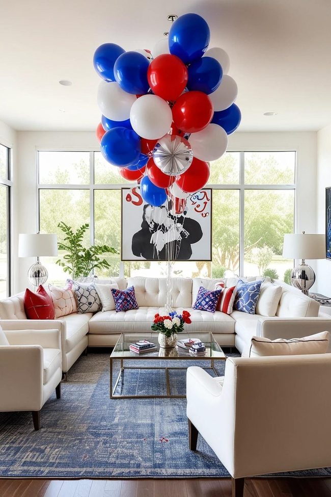 Floating Red White Blue Spheres