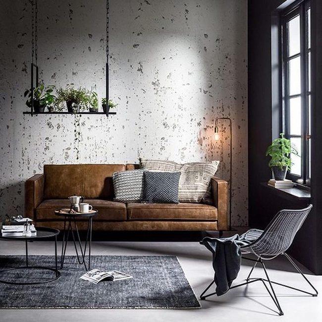 Brown Leather Meets Industrial Modern