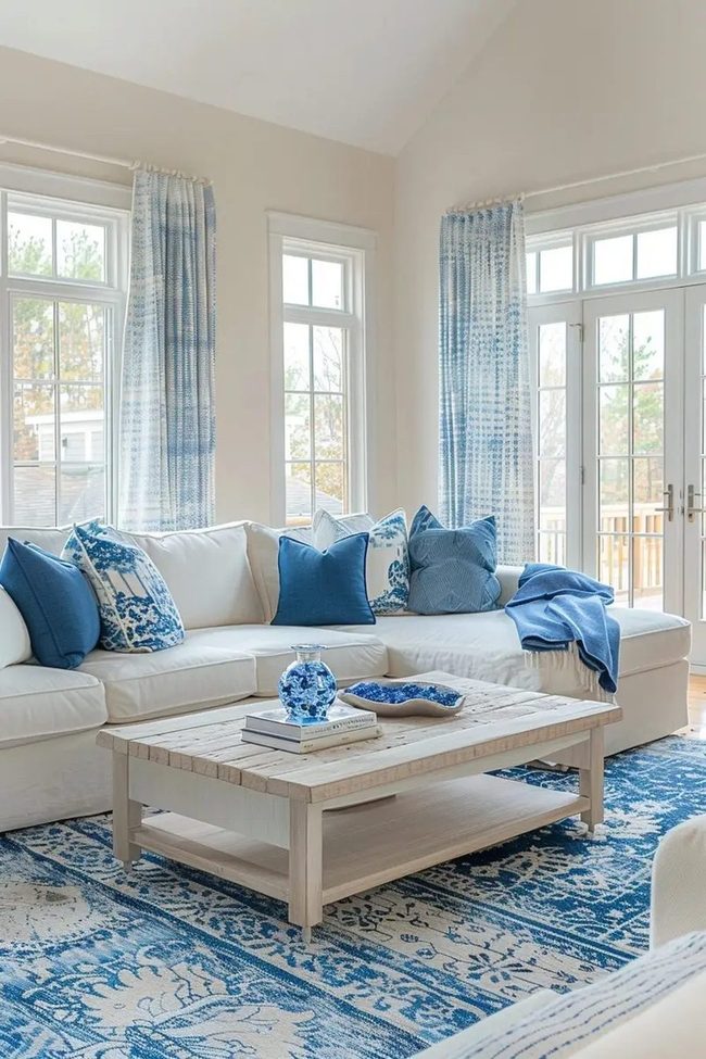 Blue And White Living Room Energy