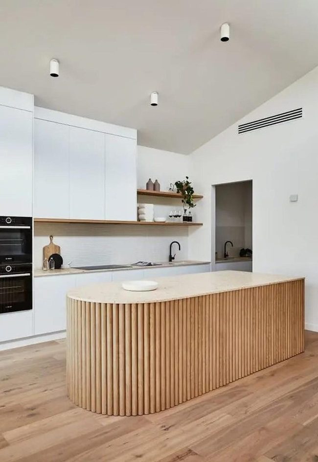 White Walls Natural Wood Island