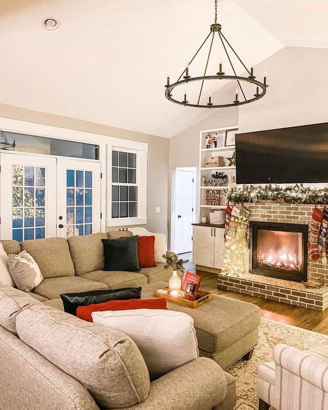 Brick Fireplace Living Room Curves