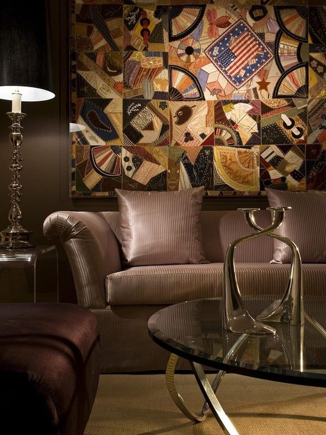 Brown Walls, Patchwork Quilt Statement