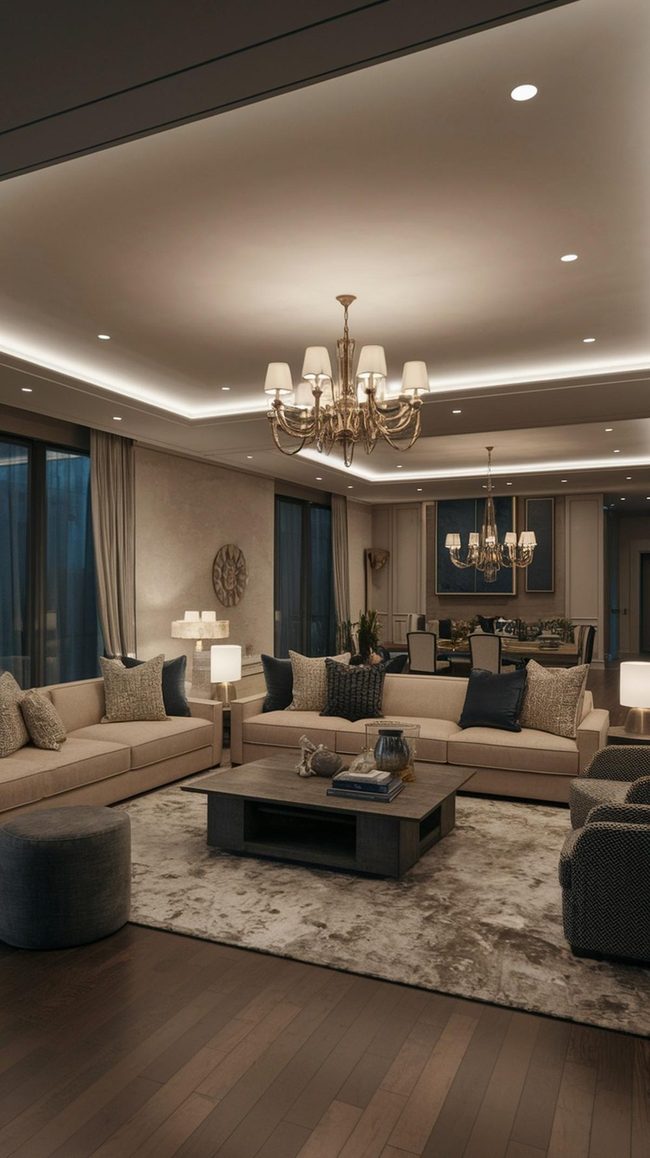 Sculptural Chandeliers Define Living Room Character
