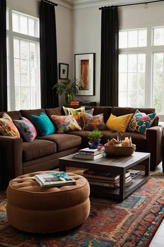 White Walls Dark Brown Couch