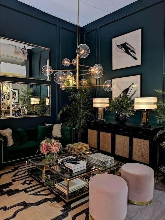 Dark Green Velvet Luxury Living