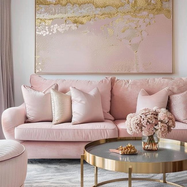 Blush Pink And Gold Living Room