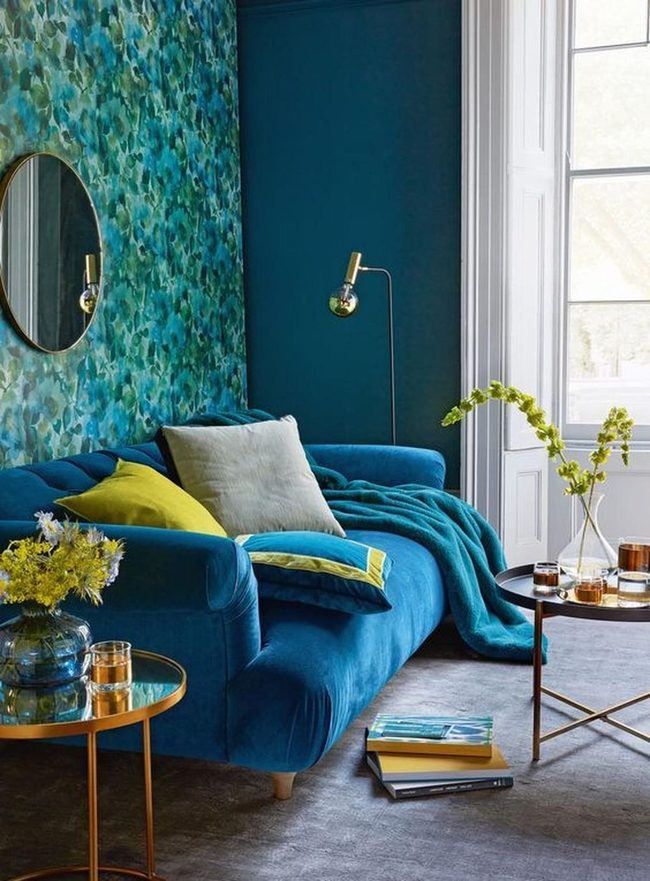 Blue Velvet Statement Sofa
