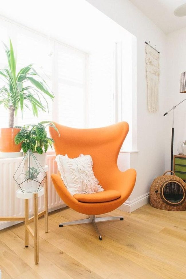 Orange Chair Anchors Bright Modern Living