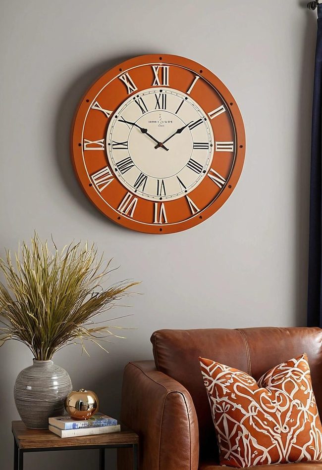 Burnt Orange Statement Clock