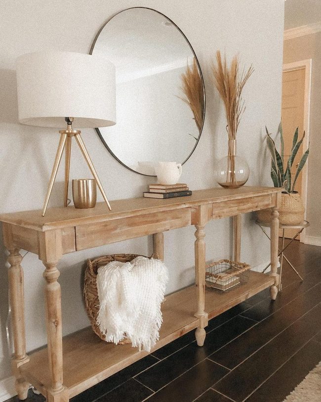 Woven Neutrals Light Wood Entryway
