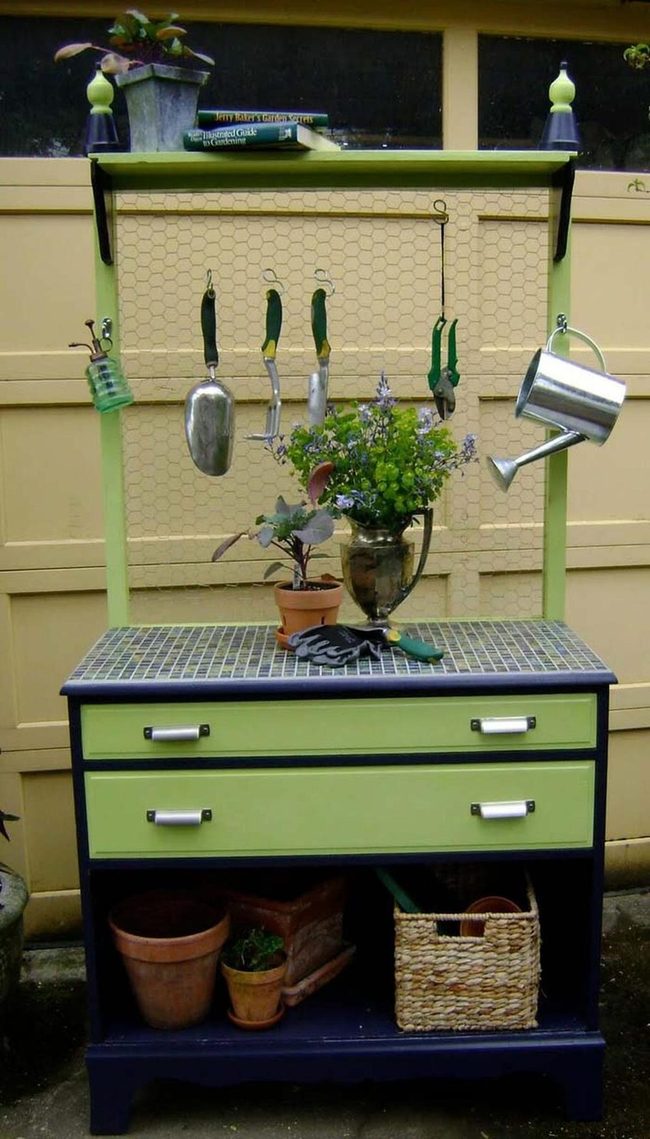 Mosaic Garden Tool Bench