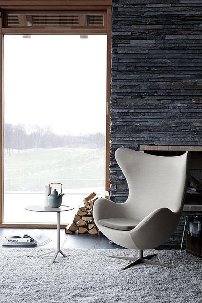 Gray Stone Meets Curved Modern