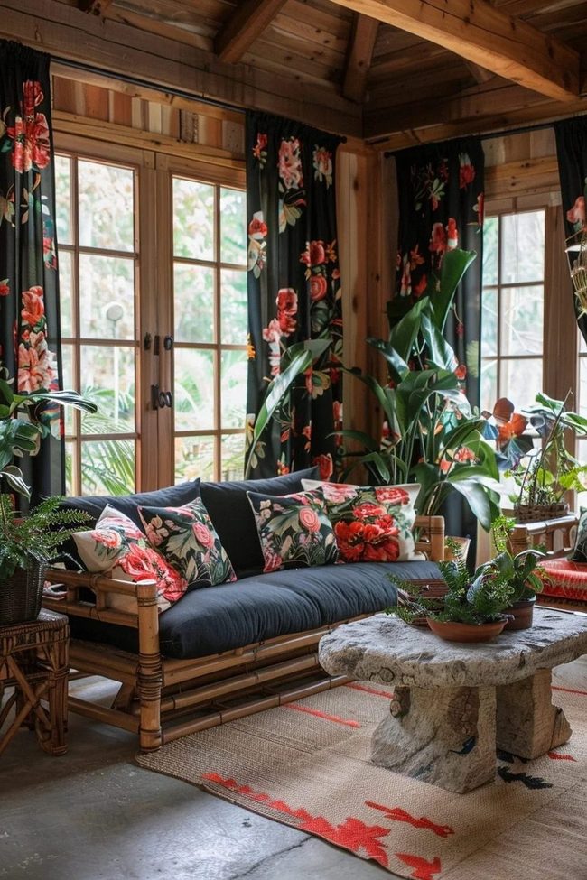 Tropical Navy With Stone And Bloom