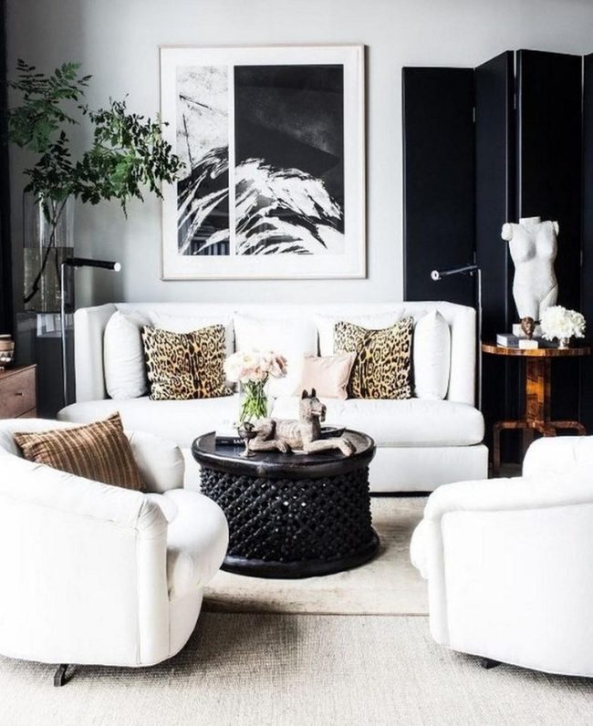 Black Leopard Print Living Room