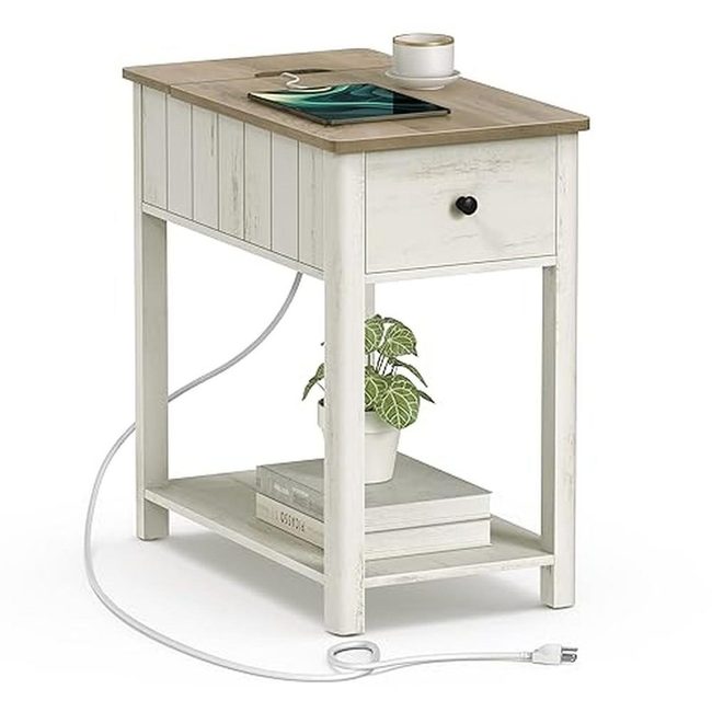 Warm Wood Table With Hidden Charging