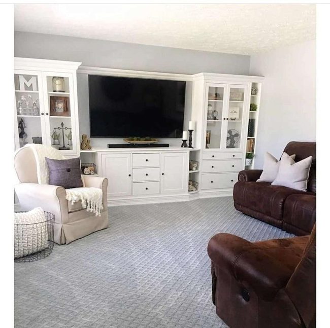 White Shelving With Brown Leather Curves