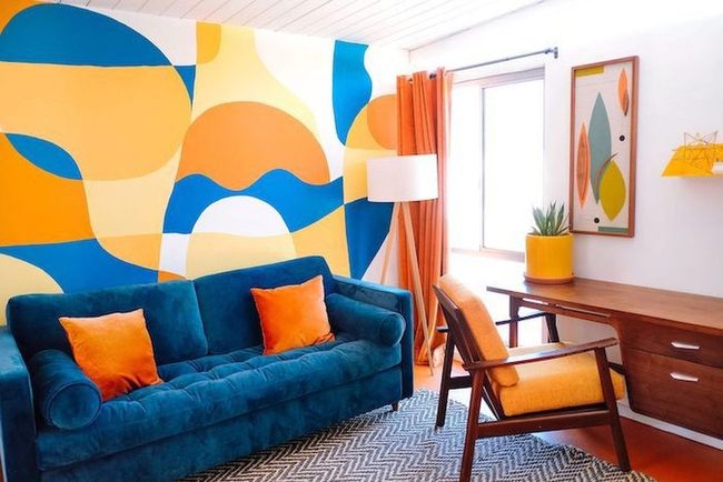 Bright Abstract Wall Energizes Room