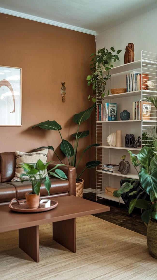 Deep Green Meets Warm Brown