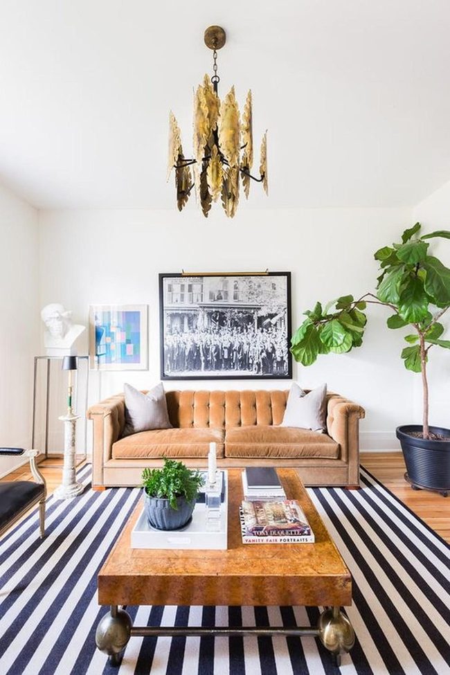 Monochrome Statement Above Neutral Sofa