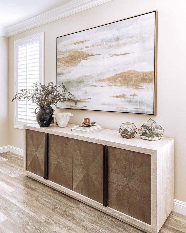 Natural Wood Sideboard With Living Plants