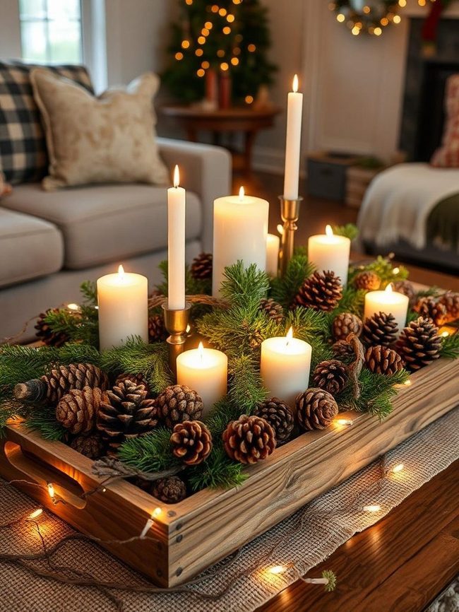 Pinecones, Candles, Natural Twigs