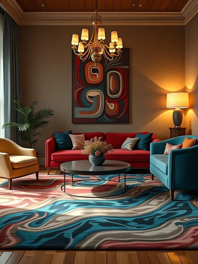 Large Windows Frame Architectural Rug Placement