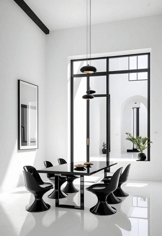 Black And White Contemporary Living Space