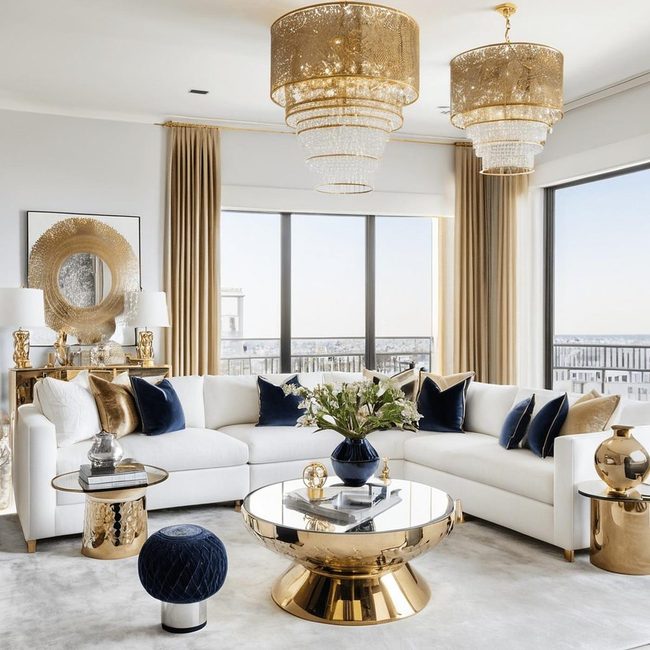 Metallic Accents Transform White Spaces