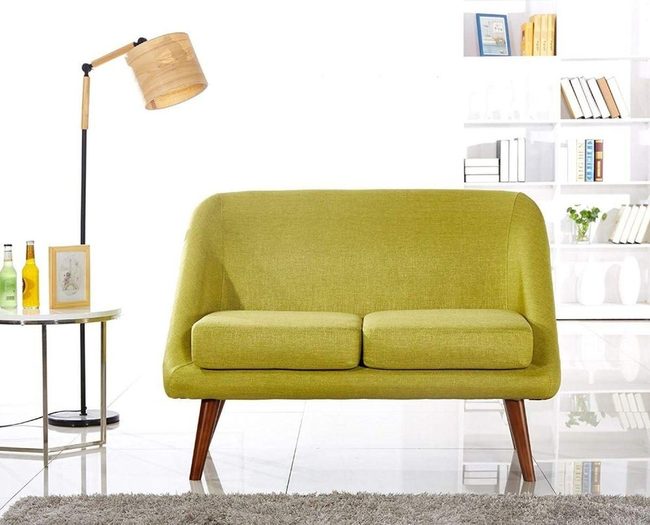 Green Upholstery With Natural Wooden Warmth