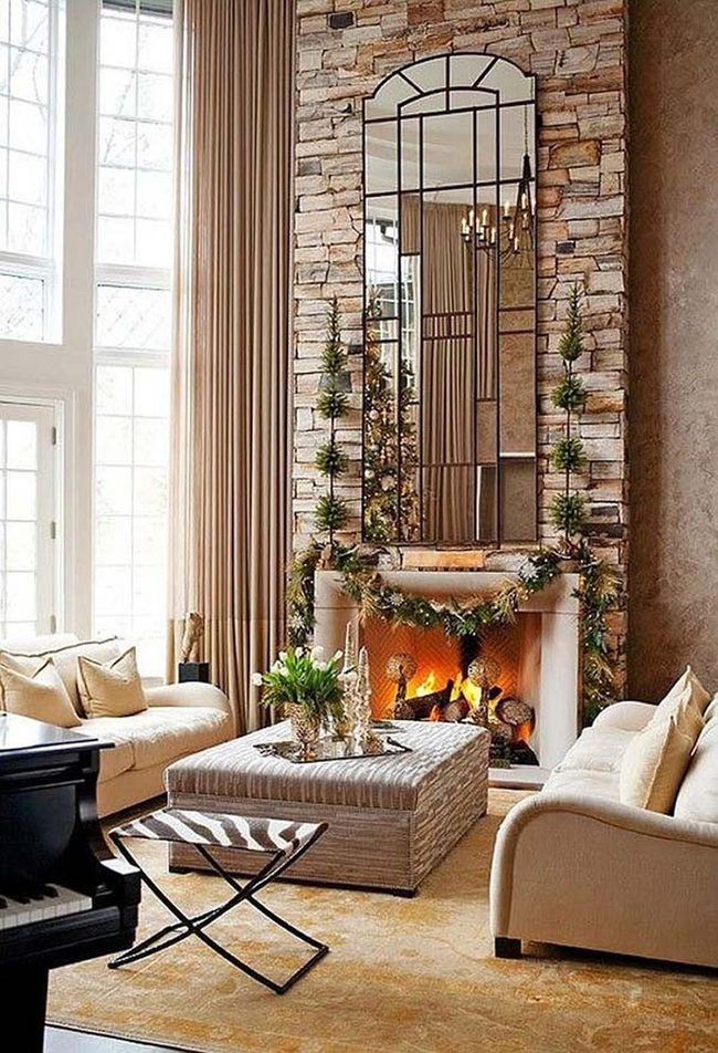 Tall Mirror Multiplies Holiday Light
