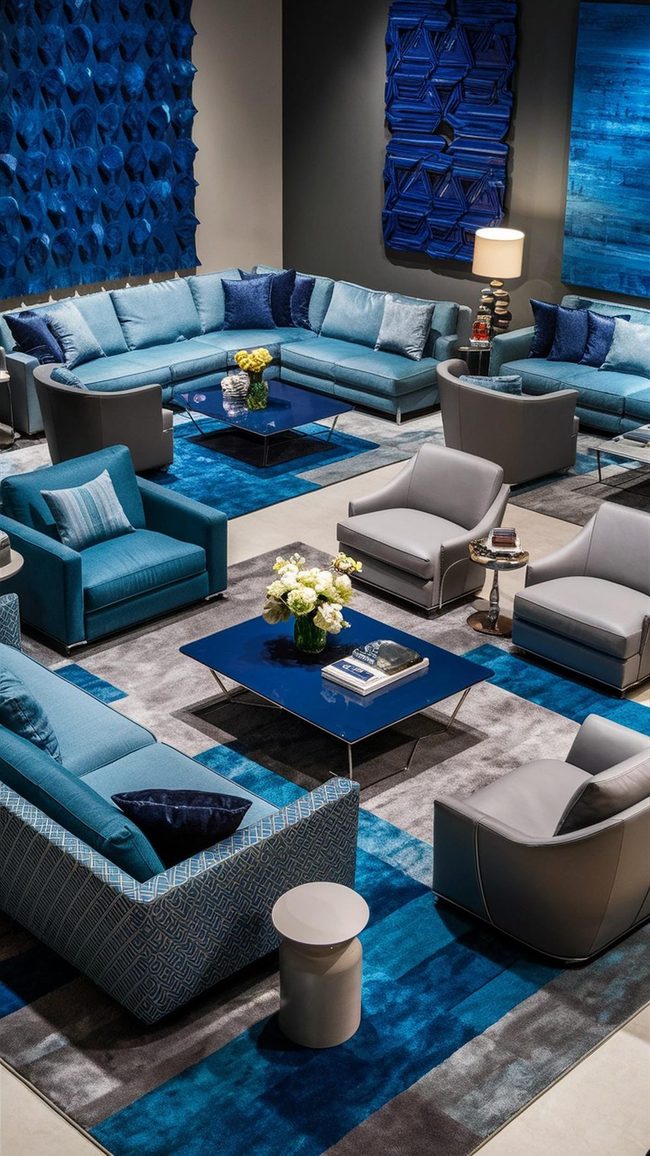 Gray and Blue Sitting Area Palette