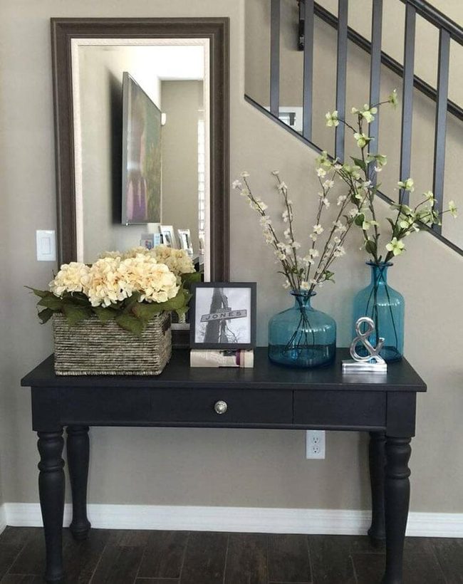 Black Table With Bright Blue Accents