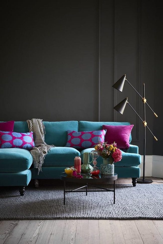 Teal Sofa Modern Living Room