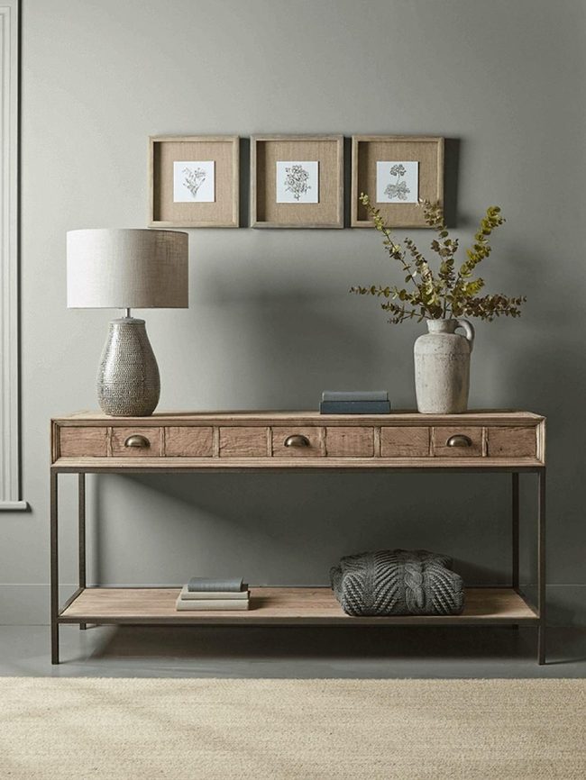 Reclaimed Wood Console With Open Shelf