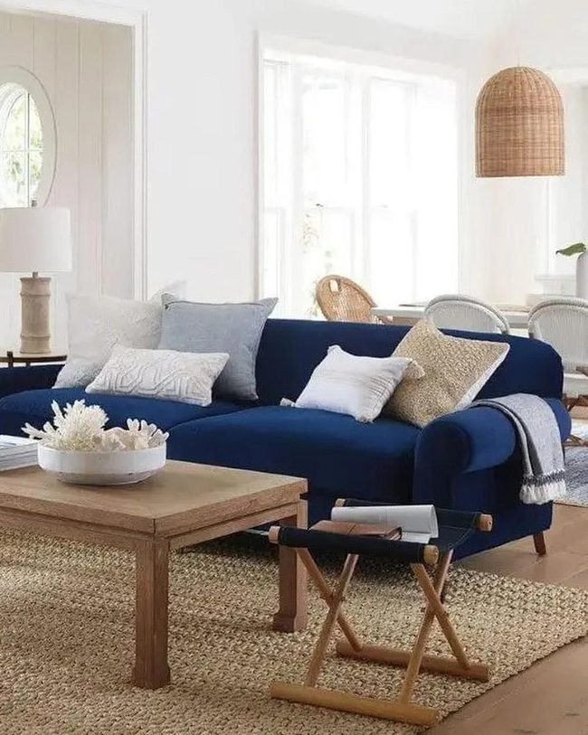 Deep Blue Couches Define Space
