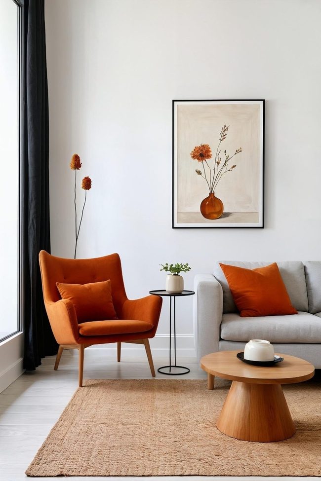 Burnt Orange Accent In Minimal Space