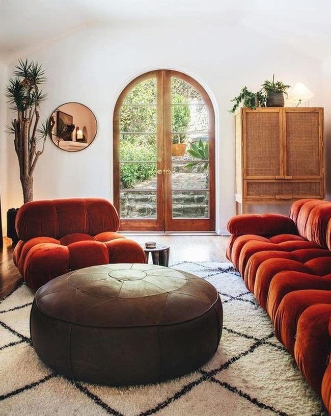 Rust Leather Living With Greenery