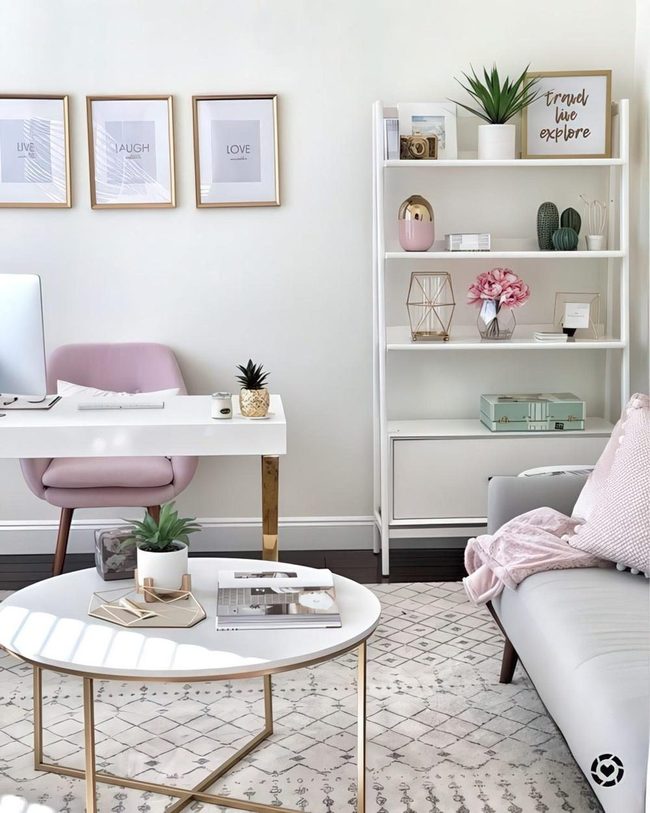 Pink Chair In Bright White Space