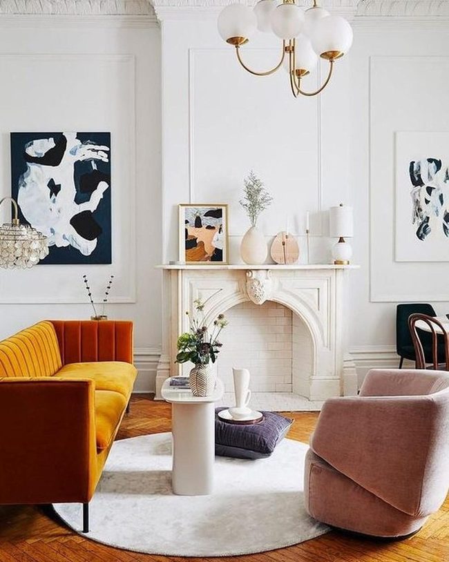 Golden Yellow Couch Living Room