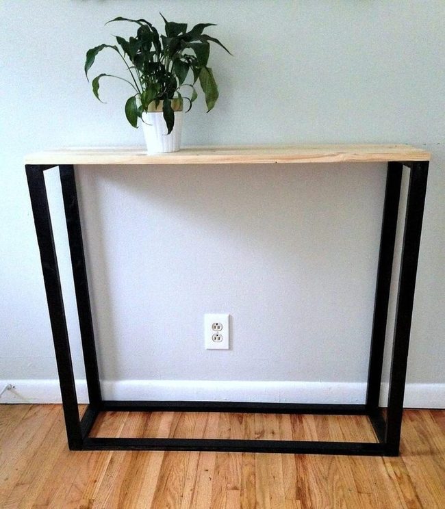 Natural Wood Top Painted Legs Statement