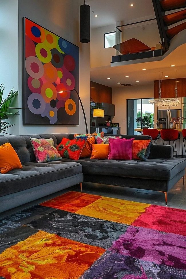 Patterned Cushions Meet Colorful Walls