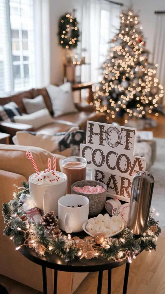Hot Cocoa Bar with Twinkling Tree