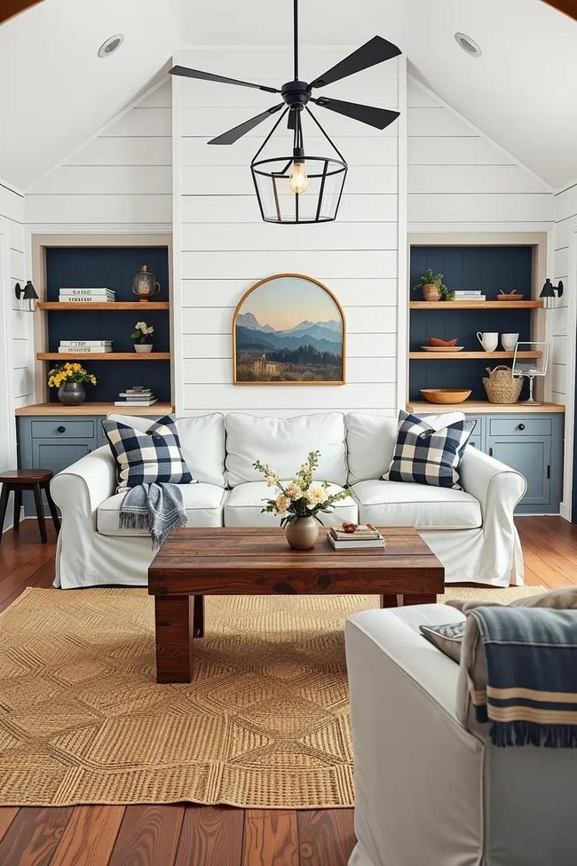 Navy and White Farmhouse Foundation