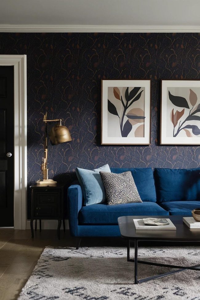 Dark Floral Patterns Statement Wall