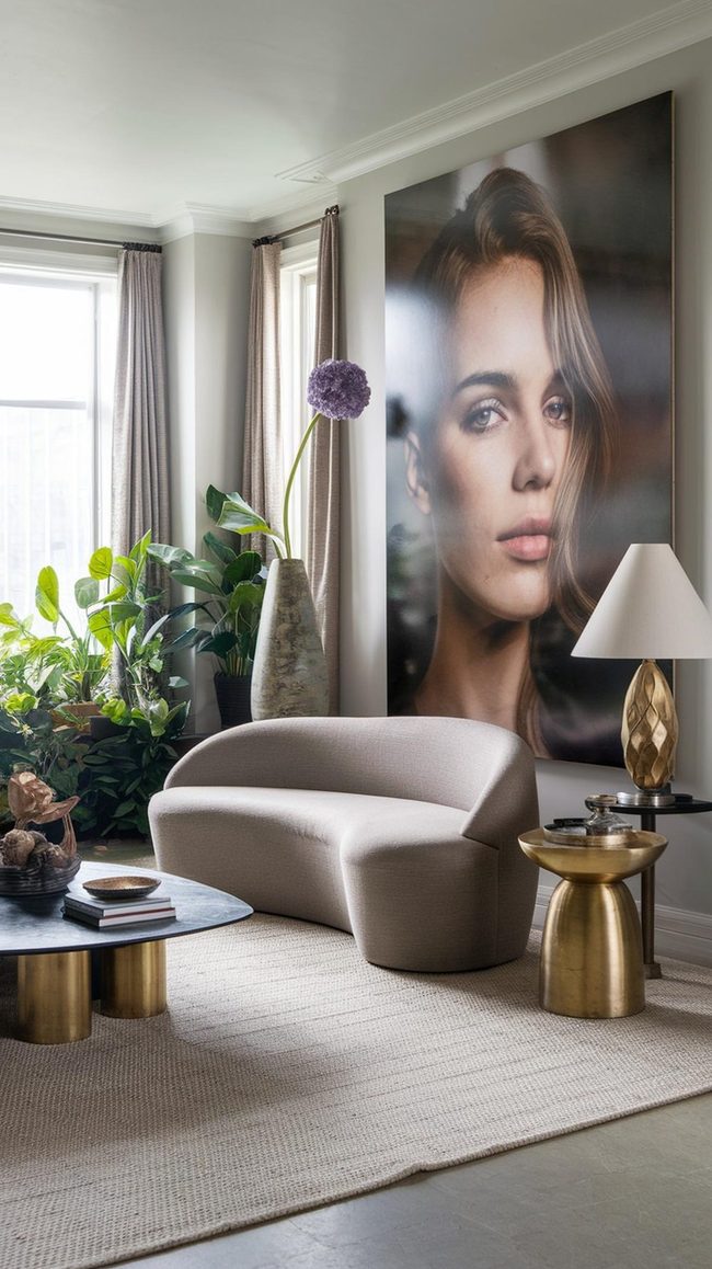 Large-Scale Ceramic Wall Art With Brass Accents