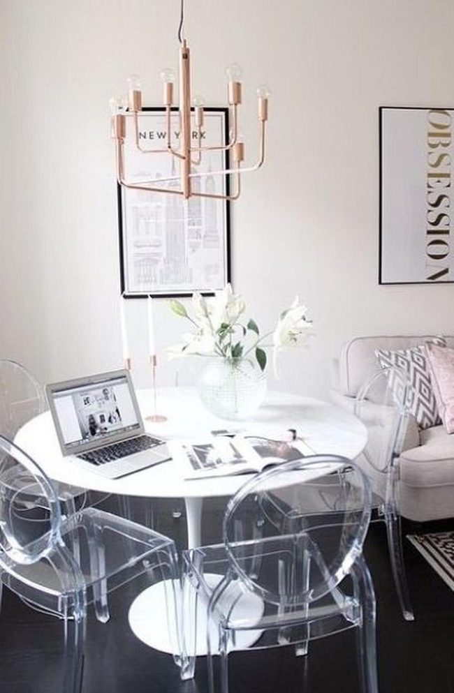Copper Accents Frame Clean Minimalist Dining