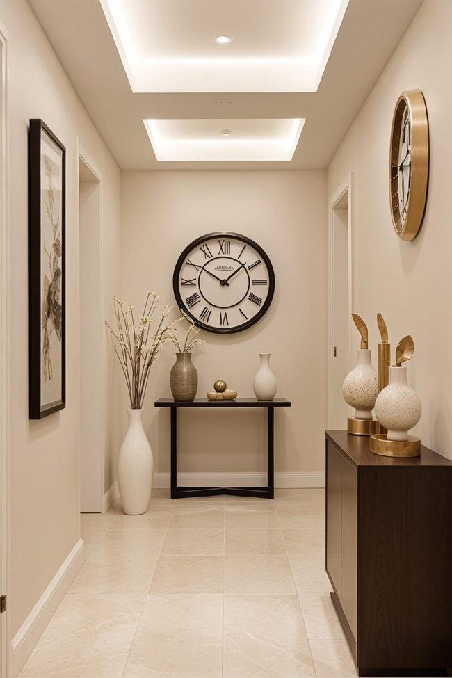 Hallway Sculptures and Statement Clocks