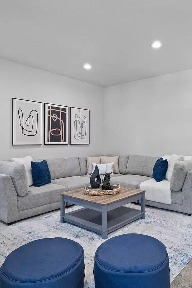 Blue Accents Against Gray Minimalism